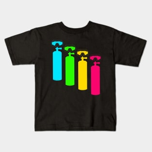 Scuba tank and mask in green pink yellow and blue Kids T-Shirt